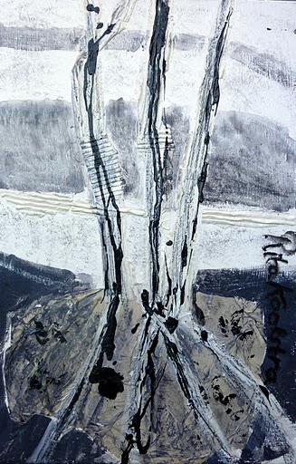 Boomstammen, gemengde techniek door Rita Koolstra