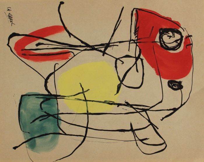 Mooi rustig schilderij/tekening door Karel Appel.