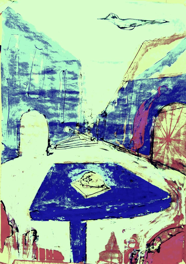 Ontwerp voor straatje met vogel, Rita Koolstra