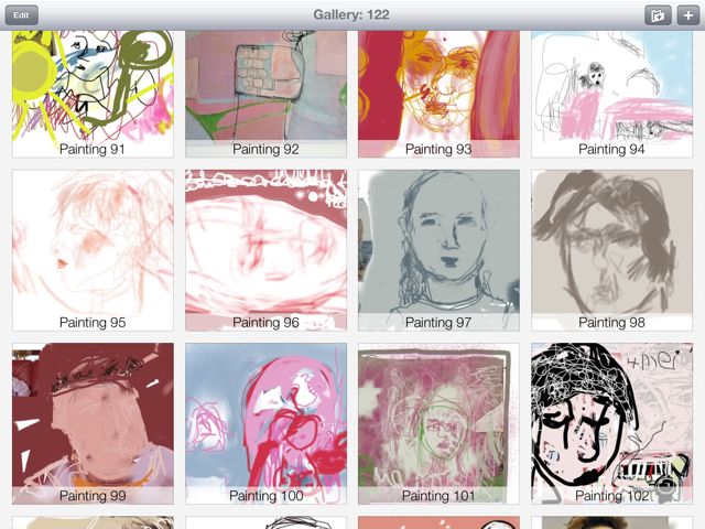 Brushes-galery met ontwerpjes en droedels.